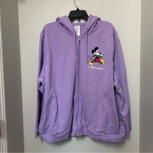 Walt Disney World Hoodie Women’s Size 3X Purple Mickey Mouse Full Zip Sweatshirt